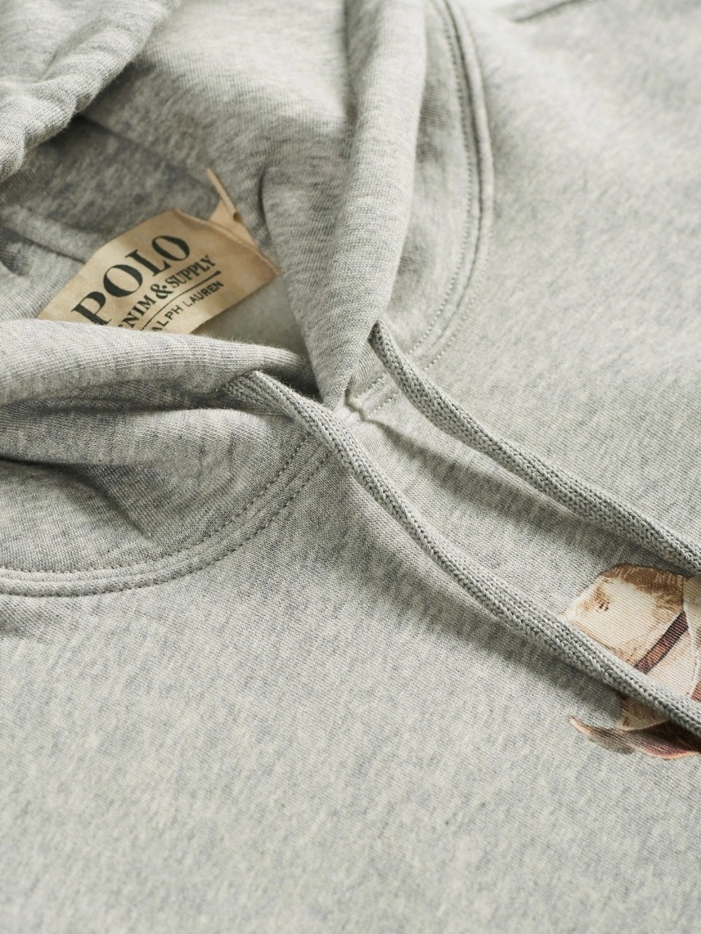 Polo Ralph Lauren Printed Western Bear Fleece Hoodie Andover Heather Grey Large - Picture 7 of 11